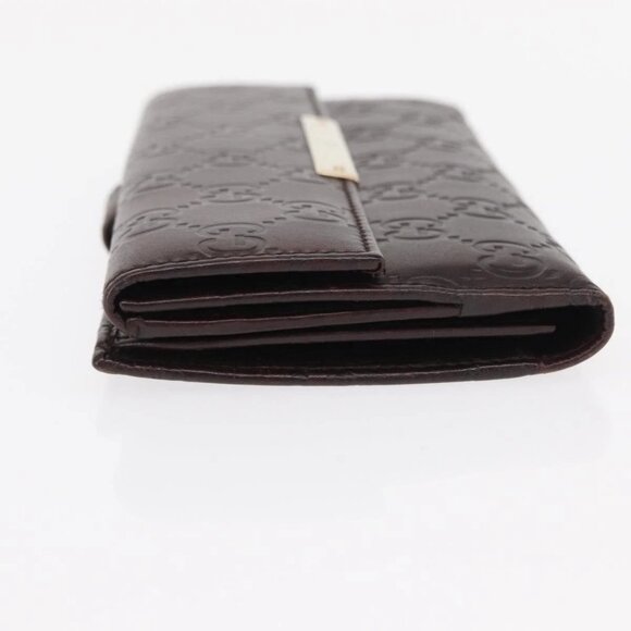GUCCI GG Canvas Guccissima Long Wallet Leather Brown Gold - Picture 4 of 16